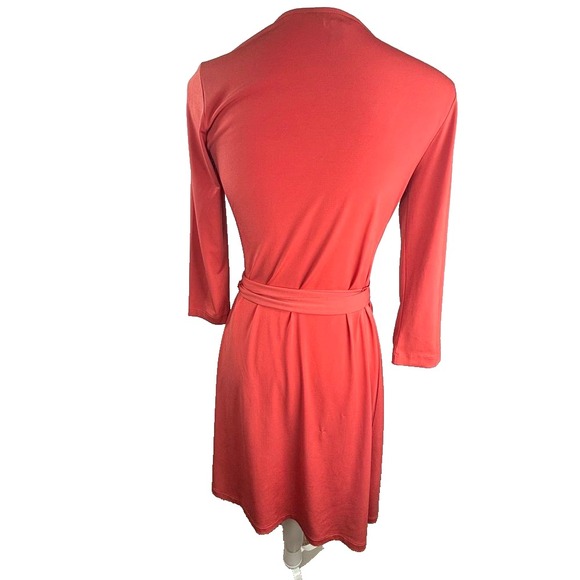 Banana Republic Petite Coral Jersey Knit Wrap Dress 3/4 Sleeve - Picture 4 of 9